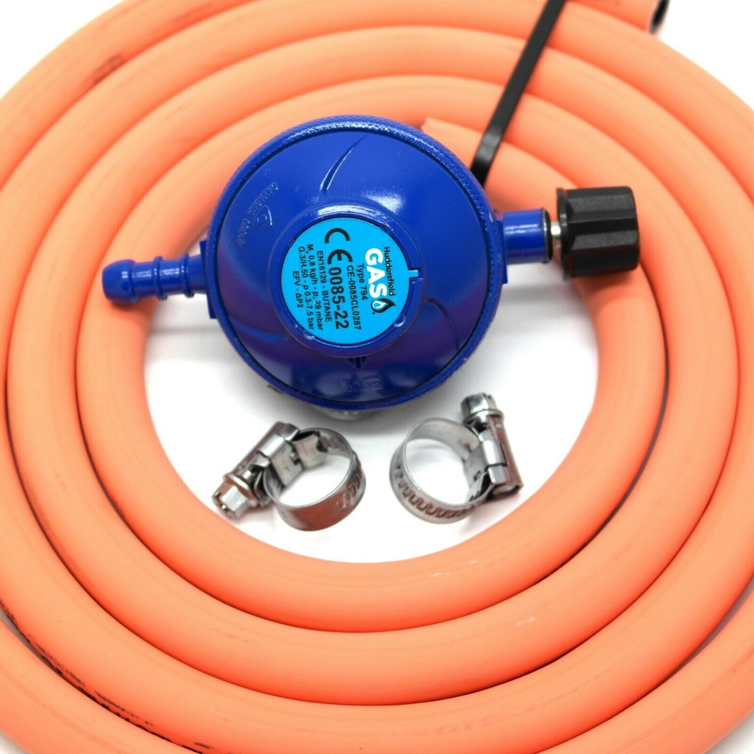 Hg Campingaz Type Mbar Gas Regulator With M Hose Clips Fits